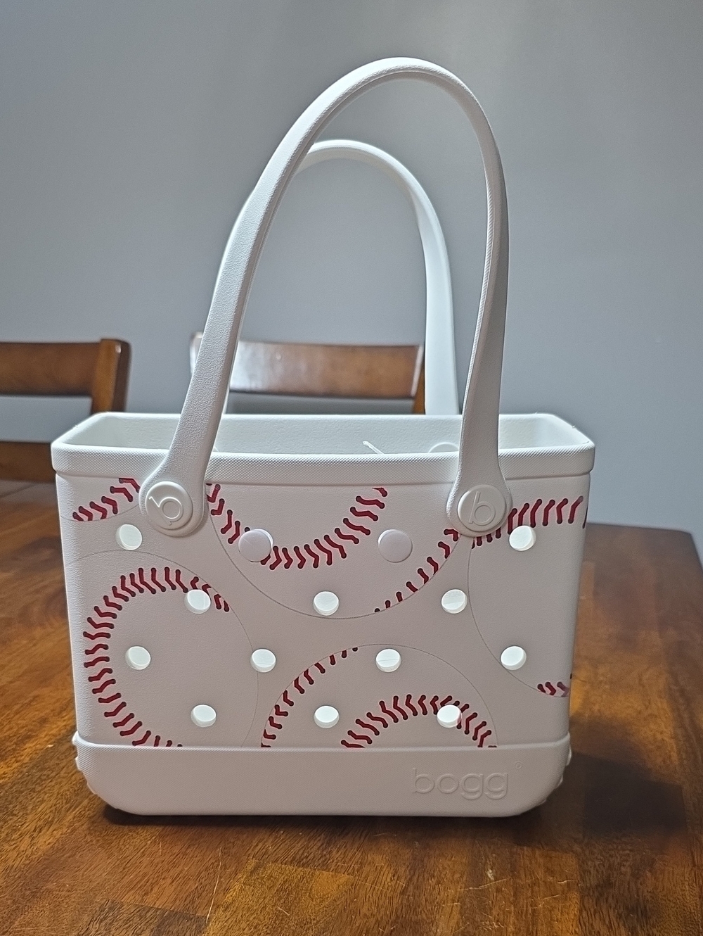 Bogg Baseball Dot Tote Bag in White